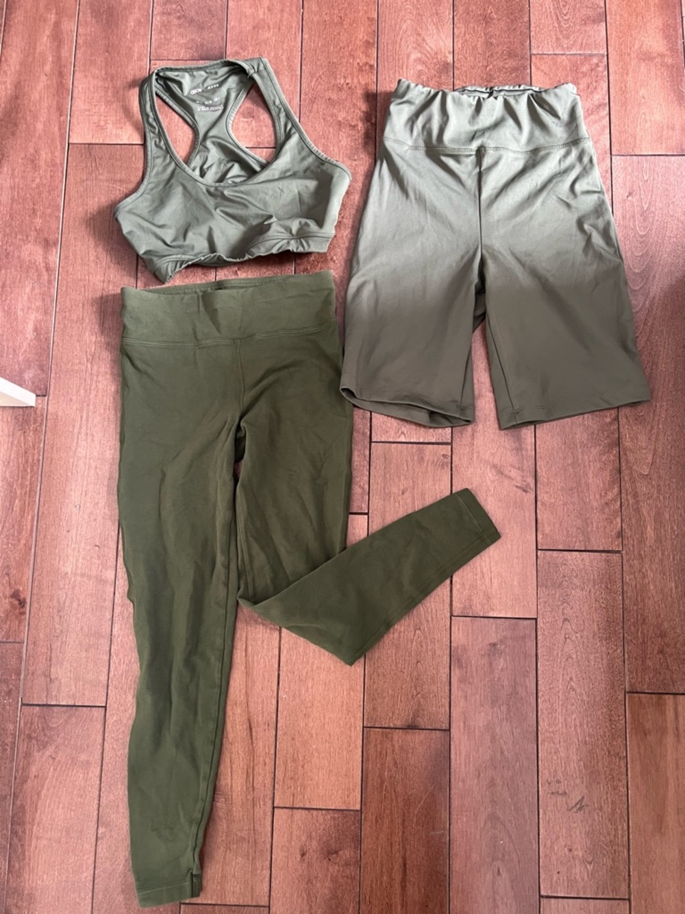 ASOS 4505 Olive Green High-Waist Leggings, Shorts & Sports Bra Set